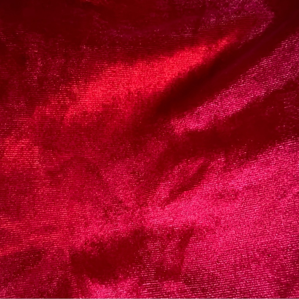 Christmas Red Velvet Asymmetrical Long Sleeve Top - Picture 2 of 5